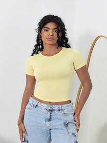 Moderna & Slim KIT 2: Women's Baby Tee - Slim Fit Short Sleeve Blouse - 1 黑色和 1 黃色 - 查看 3