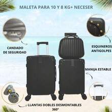 Kit Maleta Para 10 Y 8 Kg + Neceser Sin Documentar Ligera - Negro - Ver 2