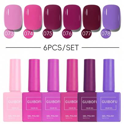 6Pcs/Set Gel Nail Polish Set Fall Shine Finish Semi Permanent Glitter Sequins Nail Polish Set Kit Soak Off Uv Varnish Nail Art For Manicure Nail Design Solid Color One Bottle 15ml