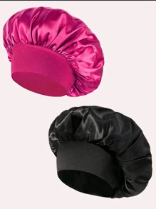 2 件丝绸睡眠帽，缎面发帽，柔软弹力带丝绸睡眠帽，卷发丝绸发带（黑金色）家居浴室装饰秋季装饰返校发帽