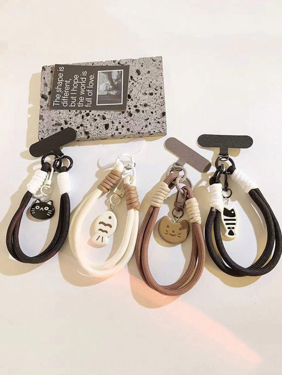 Móc khóa hình cá tối giản đen trắng, dây đeo ốp điện thoại dạng lưới, dây đeo cổ tay. - Nhiều màu - Xem 1