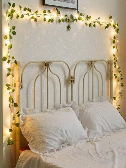 1pc Simulated Ivy Leaf String Light (2M/20LEDs, 5M/50LEDs, 10M/100LEDs), Fairy Lights For Home Party Wedding Valentine's Day Yard Garden Decor, Battery Powered, Batteries Not Included