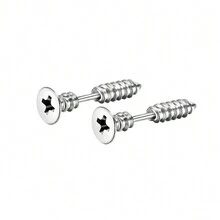 男女通用不锈钢十字螺丝耳环 - 彩色 - 查看 11