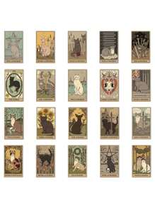 72pcs Retro Cat Tarot Card Sticker Pack For Scrapbook, Luggage, Phone Case, Room Decor, DIY Creative Sticker,Phone Case,Sticker Pack Cat,Throne Of Glass
