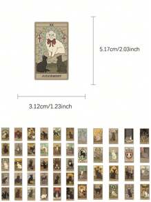 72pcs Retro Cat Tarot Card Sticker Pack For Scrapbook, Luggage, Phone Case, Room Decor, DIY Creative Sticker,Phone Case,Sticker Pack Cat,Throne Of Glass