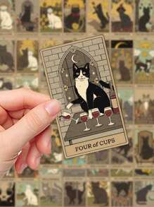 72pcs Retro Cat Tarot Card Sticker Pack For Scrapbook, Luggage, Phone Case, Room Decor, DIY Creative Sticker,Phone Case,Sticker Pack Cat,Throne Of Glass