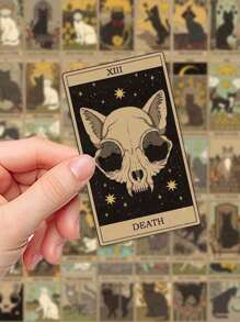 72pcs Retro Cat Tarot Card Sticker Pack For Scrapbook, Luggage, Phone Case, Room Decor, DIY Creative Sticker,Phone Case,Sticker Pack Cat,Throne Of Glass