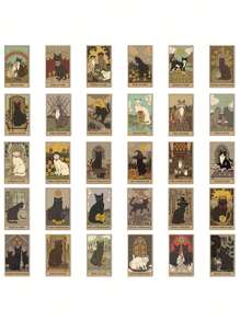 72pcs Retro Cat Tarot Card Sticker Pack For Scrapbook, Luggage, Phone Case, Room Decor, DIY Creative Sticker,Phone Case,Sticker Pack Cat,Throne Of Glass
