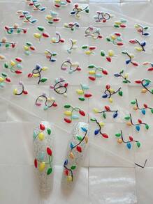 1 件套节日圣诞节圣诞老人、驯鹿、雪花、铃铛、花环、礼物、圣诞树 3D 美甲贴纸 - 彩色 - 查看 5