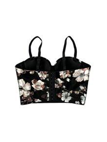 Dravelle Áo corset ngắn tay bằng nhung mềm mại, nâng ngực, màu đen, thích hợp cho nữ, đi nghỉ mát, mùa hè. - màu đen - Xem 6