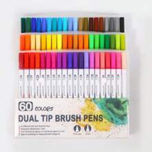 12/24/36/48/60/80/100/120 PCS Dual Markers Brush Pen Fine Double Tip Point Art Marker For Adult Coloring Hand Lettering Writing Planner Journal Note Calligraphy Drawing Art Craft School Supplied,Back To School