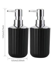 1pc/2pcs Luxury Pump Bottle For Hand Soap, Shower Gel Refillable Acrylic Dispenser With Striped Design For Bathroom & Kitchen Decor Home Bathroom Decor Fall Decor Back To School - Black - View 6