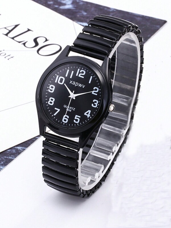 XAPWV 1 pieza Reloj de cuarzo de moda casual para mujer, estilo de lujo exclusivo para estudiantes de secundaria, correa elástica, diseño retro