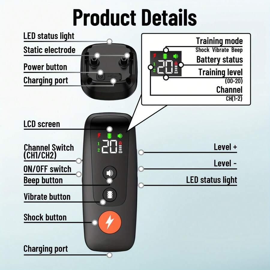 Rechargeable AntiBark Dog Collar Smart Bark Control Collar With