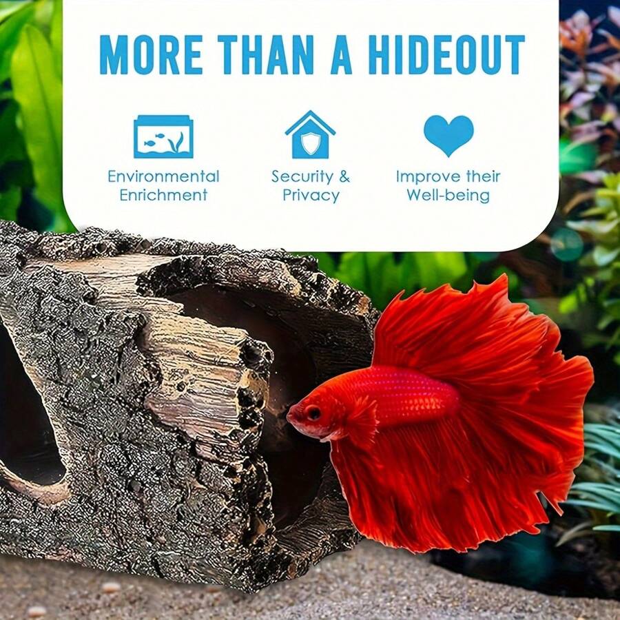 Resin Hollow Tree Trunk, Aquarium Decor, Decorative Fish House Cave