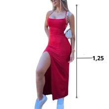 Long Dress Strapless Slit Casual Long Dress Tie Party - 紅色 - 查看 4