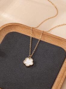 1 件时尚欧美风格奢华五叶草吊坠项链，适合女性日常佩戴