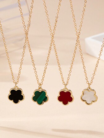 1 ชิ้น สร้อยคอจี้ลายโคลเวอร์ 5 แฉก สไตล์หรูหรายุโรป-อเมริกัน เหมาะสำหรับสวมใส่ประจำวันของผู้หญิง