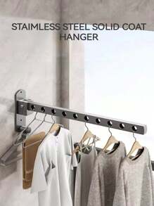 1 件不锈钢多功能可折叠壁挂式晾衣架，适合阳台/卧室/浴室使用，春季、简约、夏季上衣 - 灰色 - 查看 6