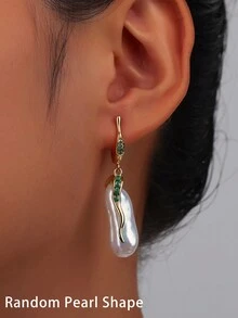 1 对 925 纯银 18K 镀金天然巴洛克珍珠和锆石镶嵌泪珠长吊坠耳环，适合女士，适合派对、婚礼、约会 - 彩色 - 查看 5