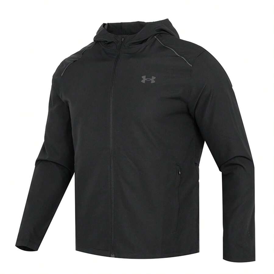 Under Armour 男裝 運動服 健身訓練服 UA Launch Hooded Jacket 春秋款 舒適柔軟休閒服上衣外套連帽外套/修身型，喜歡寬鬆建議拍大一號 - 黑色 - 查看 1