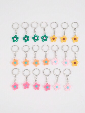 20 件可爱卡通花朵钥匙链，适合派对礼物、节日用品、返校礼物
