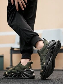 Giày thể thao nam họa tiết camo lưới thoáng khí, giày thể thao chạy bộ, giày thể thao nhảy dây du lịch thường ngày - xanh quân đội - Xem 9