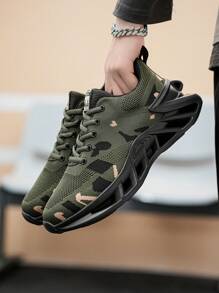 Giày thể thao nam họa tiết camo lưới thoáng khí, giày thể thao chạy bộ, giày thể thao nhảy dây du lịch thường ngày - xanh quân đội - Xem 7