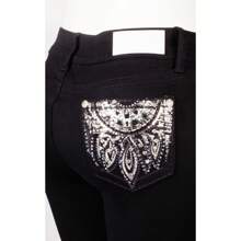 Women's Rhinestone Bootcut Jeans - 捕夢網黑色 - 查看 2