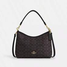 Coach Túi xách đeo vai vải canvas tráng phủ có dây đeo vai tháo rời Laurel 31 cỡ lớn màu vàng, óc chó và đen cho nữ - Quả óc chó với màu đen - Xem 6