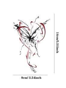 2 miếng dán hình xăm tạm thời hình bướm đỏ và hoa chống thấm nước cho tay, cánh tay, chân, eo, lâu trôi, bán vĩnh viễn - Nhiều màu - Xem 5