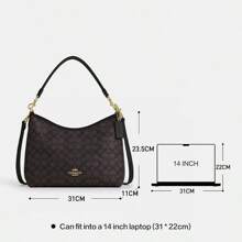 Coach Túi xách đeo vai vải canvas tráng phủ có dây đeo vai tháo rời Laurel 31 cỡ lớn màu vàng, óc chó và đen cho nữ - Quả óc chó với màu đen - Xem 5