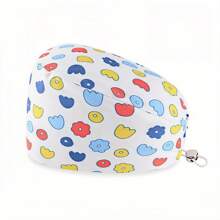 1 chiếc mũ y tá/mũ làm việc bằng chất liệu polyester in họa tiết hoa, động vật, trái cây và hoạt hình dành cho phụ nữ, có ốp lưng, khóa có thể điều chỉnh, chống vi khuẩn và chống bụi, thích hợp cho các chuyên gia y tế/làm đẹp/thú y - Nhiều màu - Xem 21