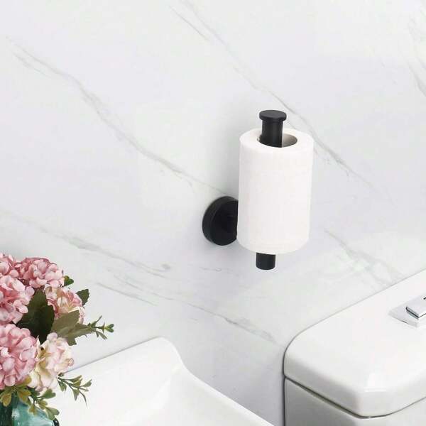 1PC (Black, Gold, Silver) Toilet Paper Holder Stainless Steel, Modern Round Paper Towel Roll Holder Wall Mounted, Toilet Paper Roll Dispenser Bathroom