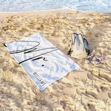 1PC Mr. And Mrs. Customized Beach Towels, Personalized Beach Towels, Customized High Absorbent Bath Towels, Wedding Gifts, Groom Gifts, Honeymoon, Single Travel, Bridal Gifts, Multi-Functional, Reusable, Easy To Clean, Anti-Mold, Breathable, Exquisite, Cute, Fashionable, Adorable, High-Quality, Soft, Custom, Unique, Personalized, Ideal Gifts For Him, Ideal Gifts For Friends, Kitchen, Dining Room, Bedroom, Office, Living Room, Home, Tea Room, For Anniversaries, For Graduation, For Weddings Summer Holiday Bathroom Decor Beach Essentials - Multicolor - View 6