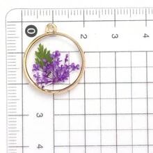 3 chiếc 20mm hợp kim kẽm hoa khô thật mặt dây chuyền, DIY nhựa vòng cổ bông tai đồ trang sức phụ kiện - Nhiều màu - Xem 6