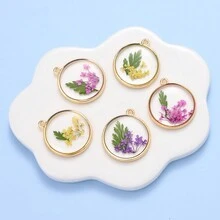 3 chiếc 20mm hợp kim kẽm hoa khô thật mặt dây chuyền, DIY nhựa vòng cổ bông tai đồ trang sức phụ kiện - Nhiều màu - Xem 5