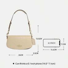 Coach Andrea 24 女士单肩包，鳄鱼纹压花皮革女士单肩包，腋下包，CT770 SVST - 米色 - 查看 5