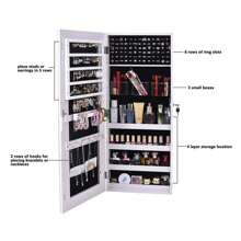 New Wall/Door Mounted Full Mirrored Jewelry Holder Organizer Cabinet Armoire US - 1 - Xem 4