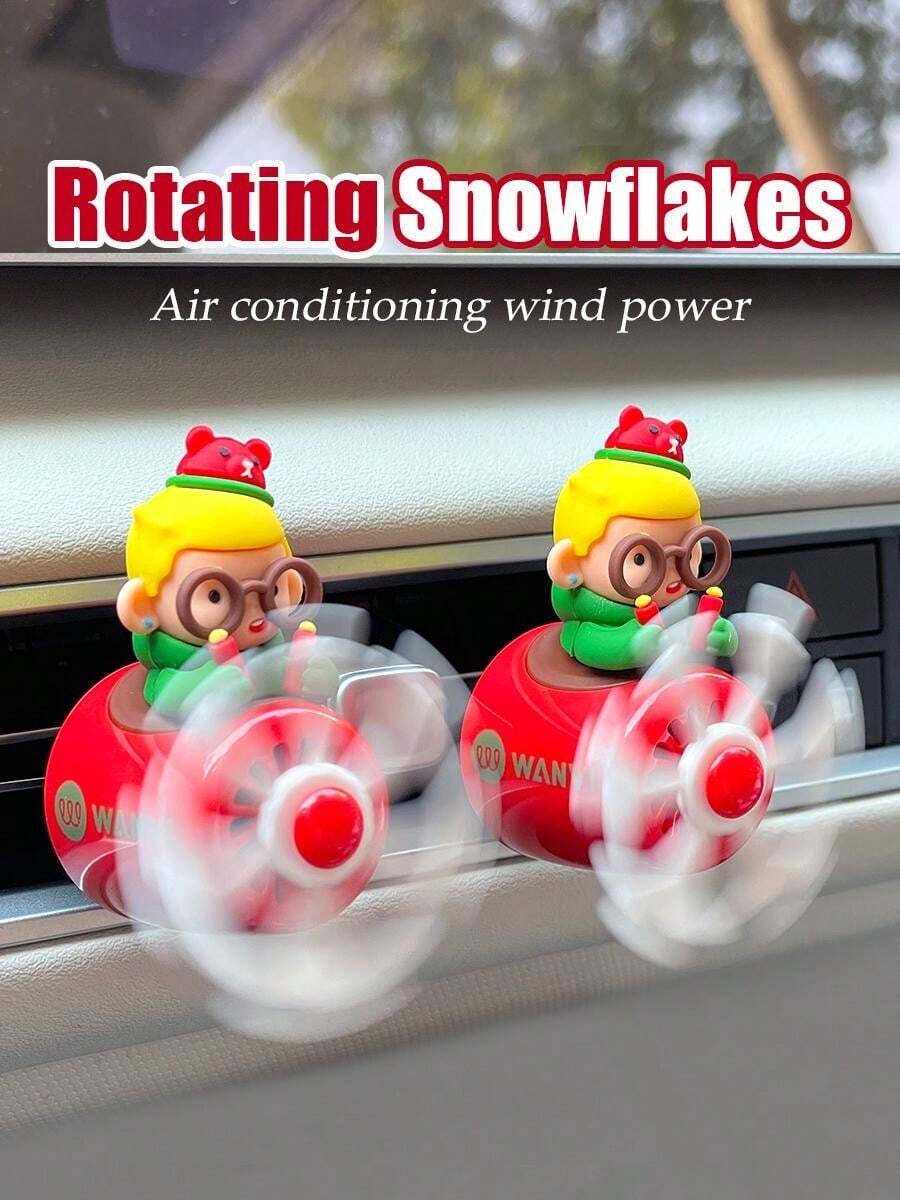 Christmas New Year Pilot Car Air Fresheners Rotating Snowflake Plane
