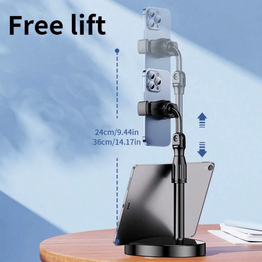 Phone Holder Adjustable Desk Phone Hook, Slotted Disc Telescopic 360