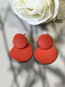 Fashion Geometric Earrings, Lightweight Luxury Style Rubber Painted Ear Studs, Multi-Color Earrings For Women