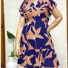 Printed Sleeve Dress - Màu xanh lam - Xem 2