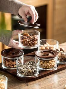 Bộ 3 lọ thủy tinh/4 lọ/5 lọ/7 lọ/bộ hộp đựng đa năng dùng cho phòng khách, phòng ăn, nhà bếp, bộ khay đựng ngũ cốc, kẹo, bánh quy, bánh mì, thích hợp cho ngoài trời, đám cưới, tiệc tùng, quà tặng, sinh nhật, giáng sinh - Nhiều màu - Xem 6