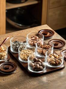 Bộ 3 lọ thủy tinh/4 lọ/5 lọ/7 lọ/bộ hộp đựng đa năng dùng cho phòng khách, phòng ăn, nhà bếp, bộ khay đựng ngũ cốc, kẹo, bánh quy, bánh mì, thích hợp cho ngoài trời, đám cưới, tiệc tùng, quà tặng, sinh nhật, giáng sinh - Nhiều màu - Xem 5