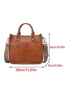 Dedoo Túi đeo chéo da PU phong cách cổ điển dành cho nữ - Họa tiết hình học, dây đeo có thể điều chỉnh, khóa kéo, có thể giặt bằng tay, lót polyester - Đen và nâu sẫm - màu nâu - Xem 11