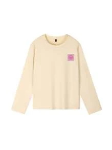 1pc Girls Youth Casual Lightning & Smiling Face Print Round Neck Pullover Long Sleeve T-Shirt, T-Shirt Design Inspires Daring Dreams And Courage For Brave Tween Girl, Autumn