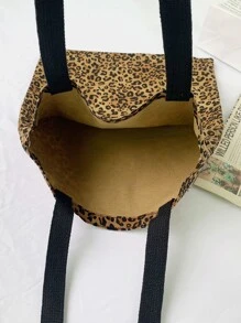 1pc Personalized Canvas Tote Bag, Leopard Print Design, Fashion & Premium Quality, Photo/Landscape/Illustration Printed, Unique, Foldable, Large Capacity, Lightweight, Casual Shopping Bag, Shoulder Bag - Multicolor - View 8