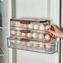 Caixa de armazenamento de ovos, refrigerador, cozinha doméstica inclinada, recipiente automático de rolamento de ovos de várias camadas - Multicolorido - Ver 5
