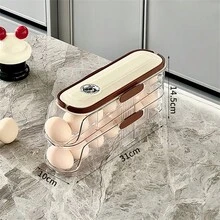 Caixa de armazenamento de ovos, refrigerador, cozinha doméstica inclinada, recipiente automático de rolamento de ovos de várias camadas - Multicolorido - Ver 8
